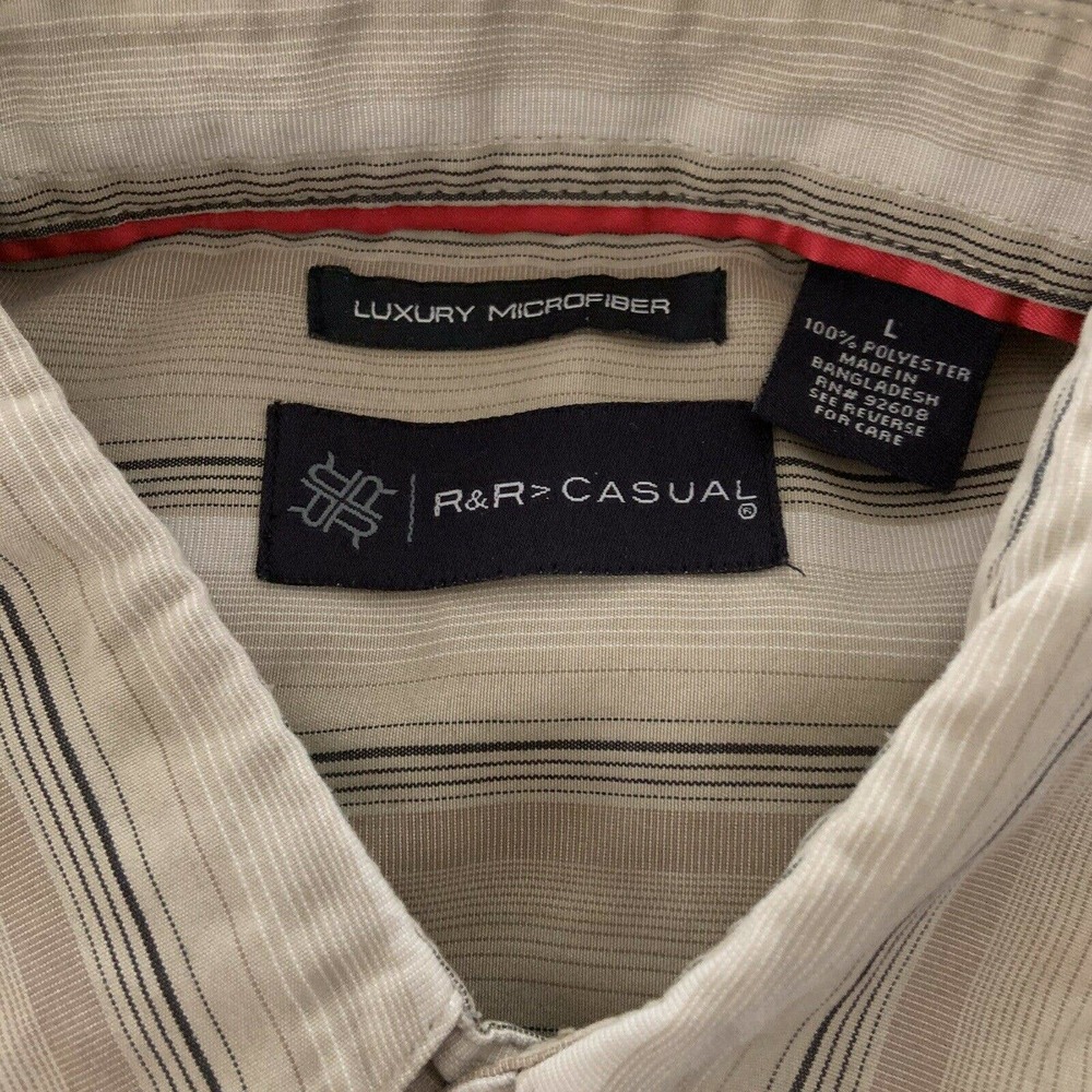 R&R Casual Luxury Microfiber Mens Shirt Size‎ L - Picture 4 of 6
